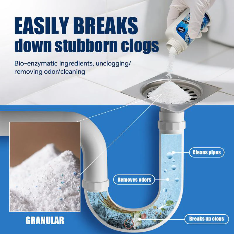 QIAWI Powerful Pipe Dredging Agent for Kitchen and Toilet Pipelines - Dissolves 200+ Blockages and Kills 99% of Bacteria