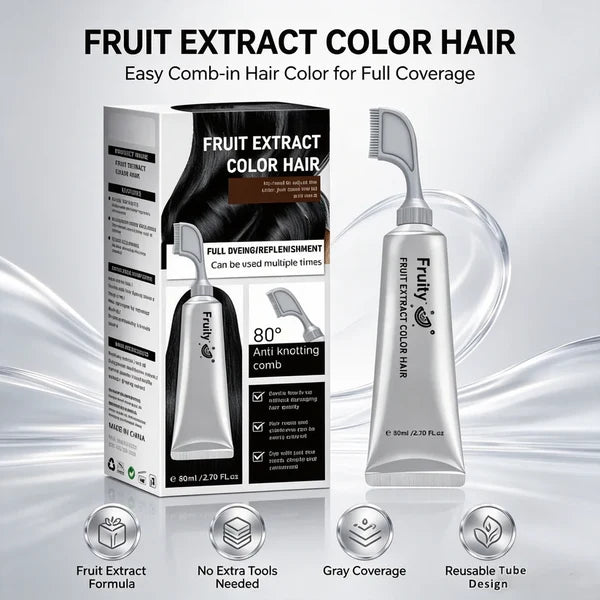 🍇Fruit Extract Hair Dye Comb / Hair Dye Cream — Portable Home Use, Gentle Plant-Based Hair Dye, Reusable No Mix Hair Color✨