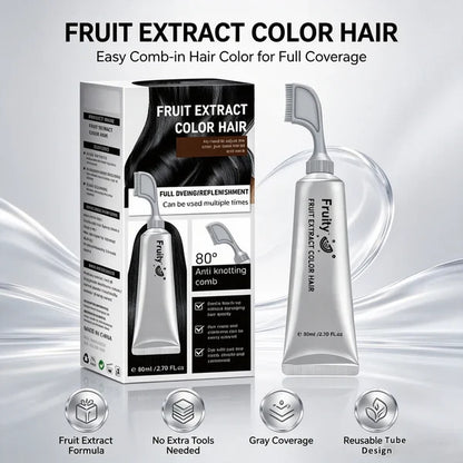 🍇Fruit Extract Hair Dye Comb / Hair Dye Cream — Portable Home Use, Gentle Plant-Based Hair Dye, Reusable No Mix Hair Color✨