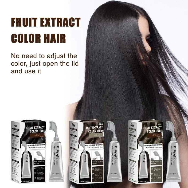 🍇Fruit Extract Hair Dye Comb / Hair Dye Cream — Portable Home Use, Gentle Plant-Based Hair Dye, Reusable No Mix Hair Color✨